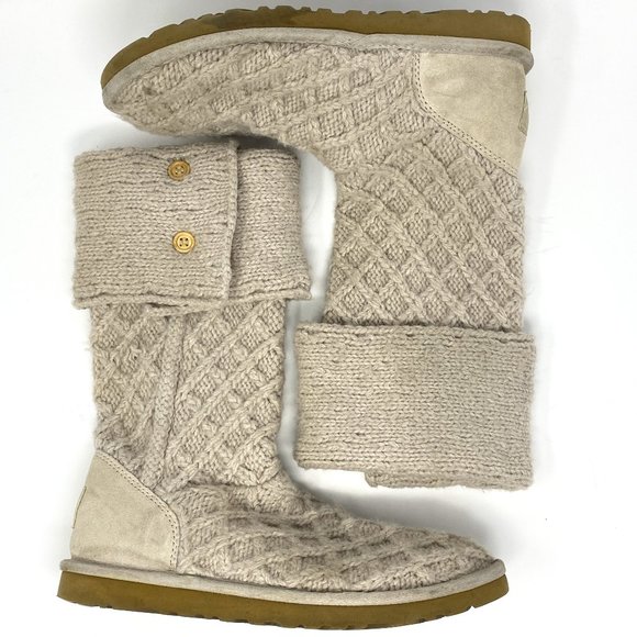 UGG Shoes - Ugg Cream Knit Boots Cardy Sweater Boots